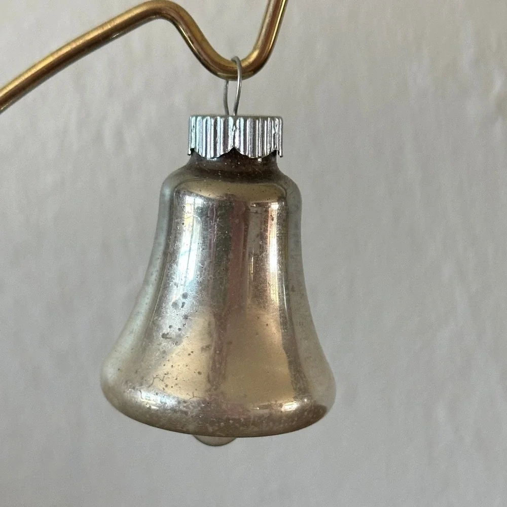 Vintage‎ Shiny Brite Price Cap 2'' Silver Bell Christmas Ornament USA